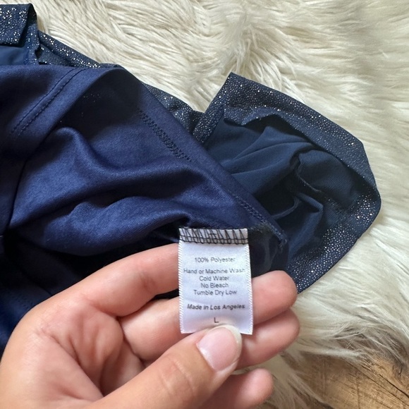 LUCY IN THE SKY Ali High Slit Shimmer Skirt In Blue Sapphire - Picture 4 of 4